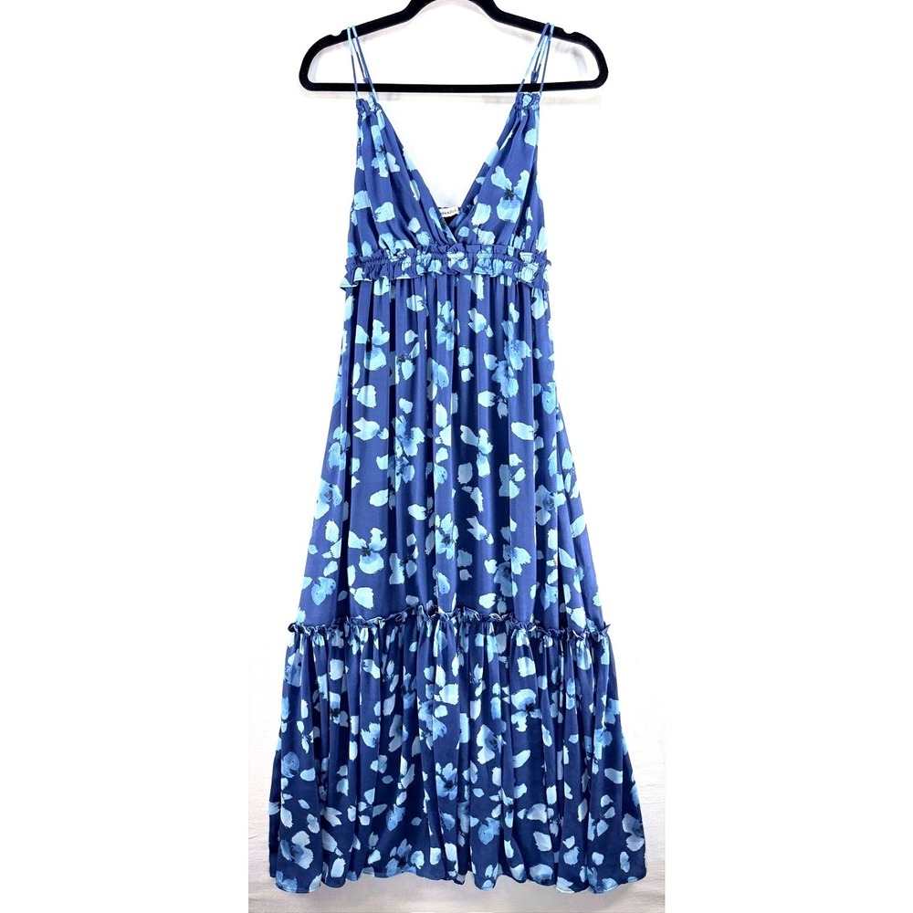 Abercrombie And Fitch Blue Floral Tiered Maxi Dress S Boho Romantic Garden Party
